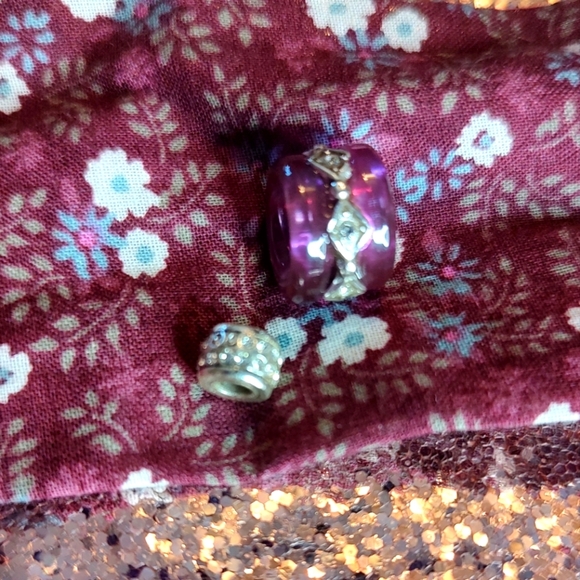 One Round Purple Resin Bead and One Small Round Silver Crystal Spacer! - Picture 3 of 10